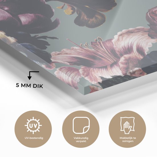 MuchoWow® Peinture sur Verre - Fleurs - Roses - Bouquet - 120x80 cm - Peintures sur Verre Peintures - Photo sur Glas