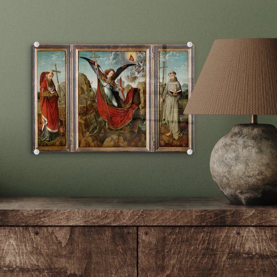Peinture sur Verre - Retable de St Michel - Peinture de Gérard David - 30x20 cm - Peintures sur Verre Peintures - Photo sur Glas
