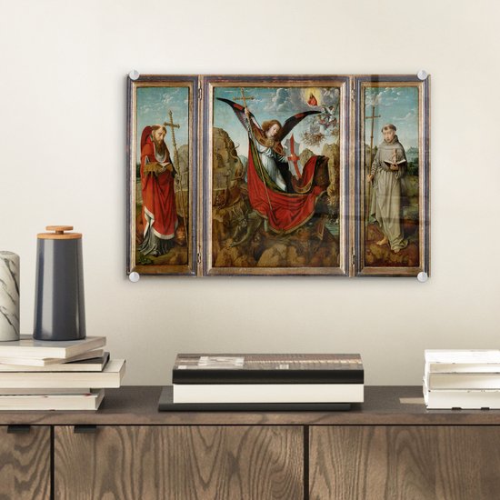 Peinture sur Verre - Retable de St Michel - Peinture de Gérard David - 30x20 cm - Peintures sur Verre Peintures - Photo sur Glas