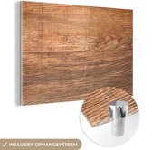 MuchoWow® Peinture sur verre 150x100 cm - Peinture sur verre acrylique - La structure en bois d'une planche - Photo sur verre - Peintures