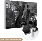 Peinture sur verre - Soirée claire dans la ville néerlandaise d'Utrecht - noir et blanc - 60x40 cm - Peintures sur Verre Peintures - Photo sur Glas