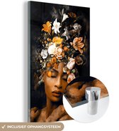 Peintures sur verre - Fleurs - Femme - Or - 60x90 cm - Peintures Plexiglas