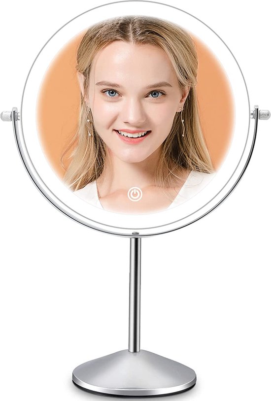 YU YUSING Hollywood Make-upspiegel met verlichting, 80 x 56 cm, Hollywood- spiegel met 3 kleurtemperaturen, dimbaar, grote make-upspiegel, vanity- spiegel, tafelspiegel met aanraakschakelaar, USB, 10 x