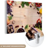 MuchoWow® Glasschilderij 30x20 cm - Schilderij acrylglas - Fruit - Aardbeien - Paprika - Keuken - Foto op glas - Schilderijen