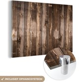 MuchoWow® Glasschilderij 30x20 cm - Schilderij acrylglas - Planken - Hout - Wood - Foto op glas - Schilderijen