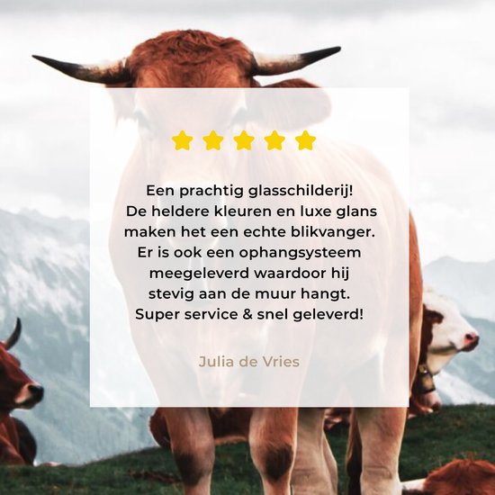 MuchoWow® Peinture sur verre 120x90 cm - Peinture sur verre acrylique - Animaux - Vache - Berg - Photo sur verre - Peintures