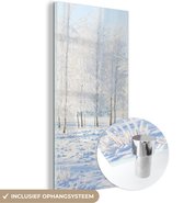 MuchoWow® Glasschilderij 60x120 cm - Schilderij acrylglas - Sneeuw - Bomen - Winter - Foto op glas - Schilderijen
