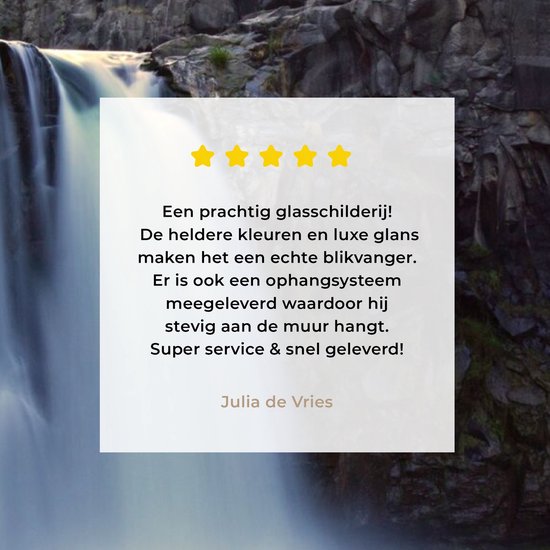 MuchoWow® Glasschilderij 160x120 cm - Schilderij acrylglas - Waterval - Water - Rotsen - Foto op glas - Schilderijen