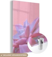 MuchoWow® Peinture sur verre 60x90 cm - Peinture acrylique sur verre - Succulente - Été - Rose - Plantes - Photo sur verre - Peintures