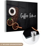 MuchoWow® Peinture sur verre 160x120 cm - Peinture sur verre acrylique - Citations - Dictons - L'heure du Coffee - Café - Photo sur verre - Peintures