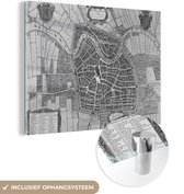 MuchoWow® Glasschilderij 80x60 cm - Schilderij acrylglas - Kaart - Haarlem - Zwart Wit - Foto op glas - Schilderijen