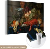 MuchoWow® Glasschilderij 90x60 cm - Schilderij acrylglas - Stilleven met een gouden bokaal - Schilderij - Oude meesters - Foto op glas - Schilderijen