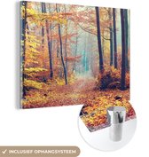 MuchoWow® Peinture sur verre 160x120 cm - Peinture sur verre acrylique - Forêt - Automne - Feuilles - Photo sur verre - Peintures