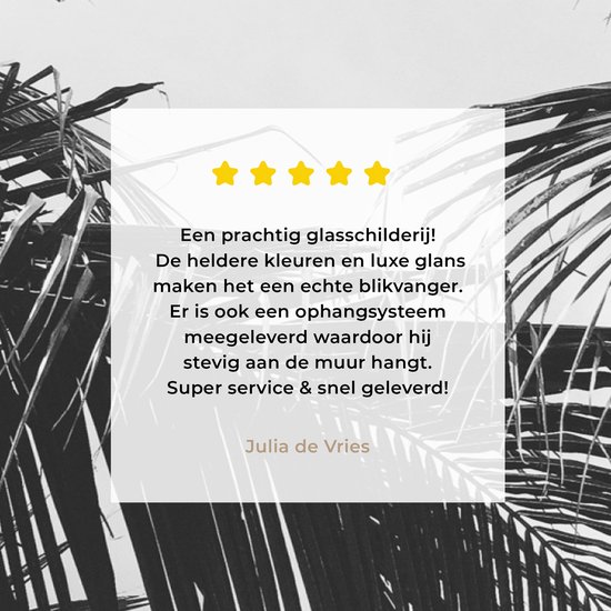 MuchoWow® Peinture sur verre 60x40 cm - Peinture sur verre acrylique - Feuilles de palmier - Nature - Vintage - Palmier - Photo sur verre - Peintures