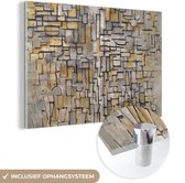 MuchoWow® Glasschilderij 90x60 cm - Schilderij acrylglas - Mondriaan - Kunst - Oude meesters - Foto op glas - Schilderijen