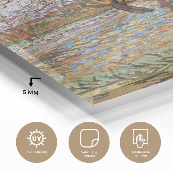 MuchoWow® Peinture sur verre 40x80 cm - Peinture acrylique sur verre - Pêcher en fleurs - Vincent van Gogh - Photo sur verre - Peintures