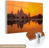 Oranje de soleil orange dans la ville indienne de Calcutta Plexiglas 60x40 cm - Tirage photo sur Glas (décoration murale en plexiglas)