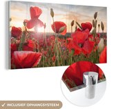 Peinture sur Verre - Coucher de Soleil derrière les Coquelicots - 160x80 cm - Peintures sur Verre Peintures - Photo sur Glas