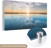 MuchoWow® Glasschilderij 160x80 cm - Schilderij acrylglas - Waddeneilanden - Water - Zon - Foto op glas - Schilderijen