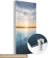 MuchoWow® Glasschilderij 80x160 cm - Schilderij acrylglas - Waddeneilanden - Water - Zon - Foto op glas - Schilderijen