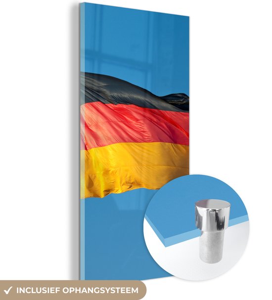 MuchoWow® Glasschilderij 20x40 cm - Schilderij acrylglas - Foto van de Duitse vlag - Foto op glas - Schilderijen