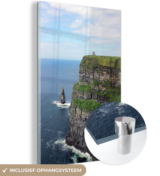 MuchoWow® Glasschilderij 20x30 cm - Schilderij acrylglas - De groene Kliffen van Moher in Ierland - Foto op glas - Schilderijen