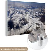 MuchoWow® Glasschilderij 90x60 cm - Schilderij acrylglas - De Aletschgletsjer in Zwitserland vanuit de lucht - Foto op glas - Schilderijen