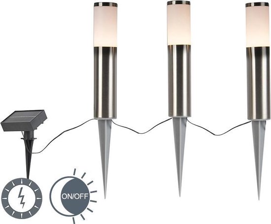QAZQA rox - Lampe d'extérieur Spike spot - 3 lumières - Ø 50 mm - Acier
