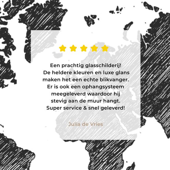 Peinture sur Verre - Carte du Wereldkaart - Voyages - Croquis - 120x90 cm - Peintures sur Verre Peintures - Photo sur Glas