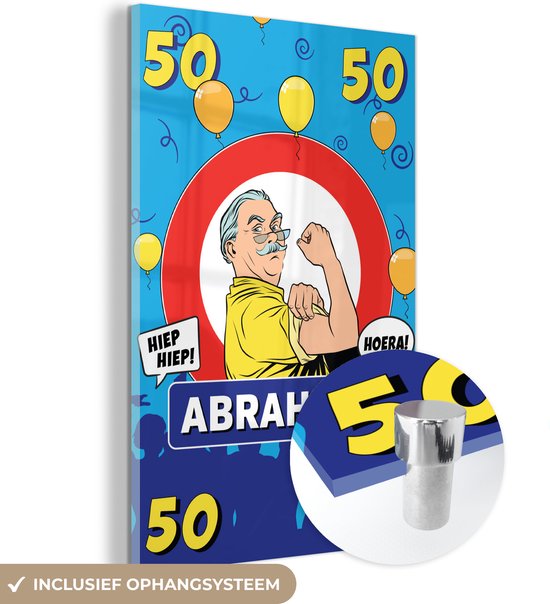Peinture sur Verre - Anniversaire - 50 Ans Abraham - Anniversaire - 20x30 cm - Peintures sur Verre Peintures - Photo sur Glas