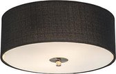 QAZQA drum jute - Moderne Plafondlamp met kap - 2 lichts - Ø 300 mm - Zwart -  Woonkamer | Slaapkamer | Keuken