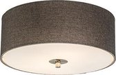 QAZQA drum jute - Moderne Plafondlamp met kap - 2 lichts - Ø 300 mm - Taupe - Woonkamer | Slaapkamer | Keuken