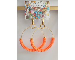 Jeannette-Creatief® - Holland - Big Hoops Orange Gold - Oorringen - Oranje Oorbellen - Oranje Oorringen - Hoops - Orange - Gouden Oorringen - RVS Oorhaakjes - Ringen - Koningsdag