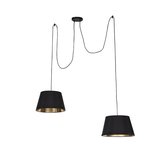 QAZQA lofty - Moderne Hanglamp met kap voor boven de eettafel | in eetkamer - 2 lichts - L 1900 mm - Zwart - Woonkamer | Slaapkamer | Keuken