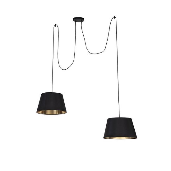 QAZQA lofty - Lampe à suspension avec abat-jour - 2 lumières - L 1900 mm - Zwart