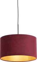 QAZQA combi - Klassieke Hanglamp met kap - 1 lichts - Ø 350 mm - Zwart Goud - Woonkamer | Slaapkamer | Keuken
