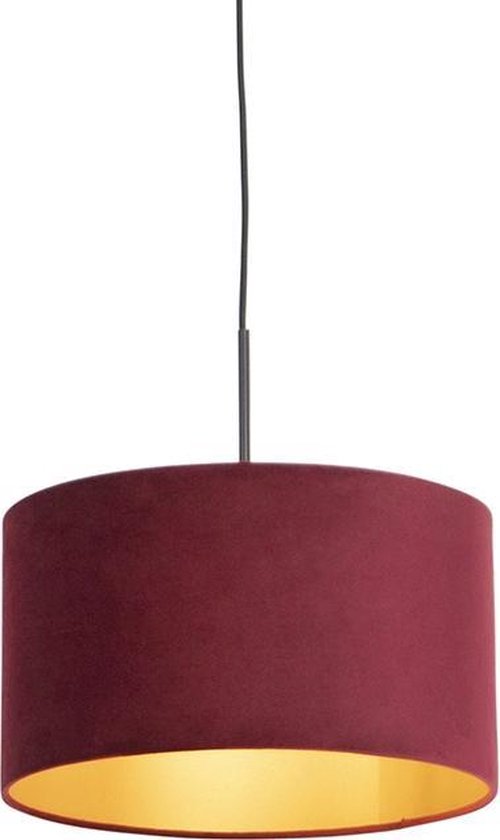 QAZQA combi - Lampe à suspension avec abat-jour - 1 lumière - Ø 350 mm - Rouge