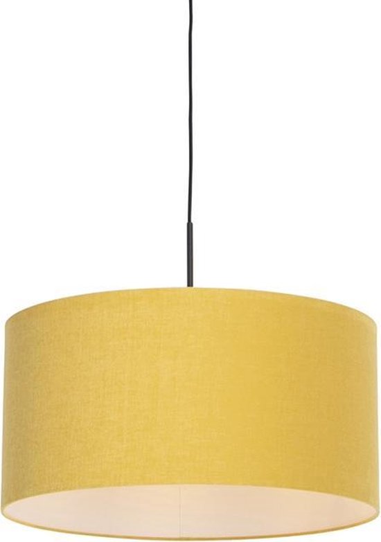 QAZQA combi - Klassieke Hanglamp met kap - 1 lichts - Ø 500 mm - Geel - Woonkamer | Slaapkamer | Keuken