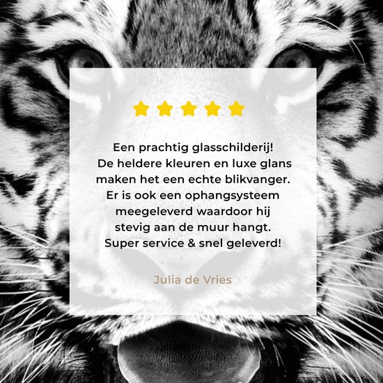 Peinture sur verre - Tête de tigre fond noir - noir et blanc - 20x30 cm - Peintures sur Verre Peintures - Photo sur Glas