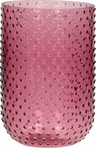 Glazen Vaas / kaarsenhouder - Roze/pink van Countryfield, hoogte 19,5 x Ø 13 cm