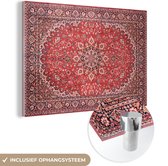 MuchoWow® Peinture sur verre 30x20 cm - Peinture sur verre acrylique - Tapis - Tapis Persan - Rouge - Photo sur verre - Peintures