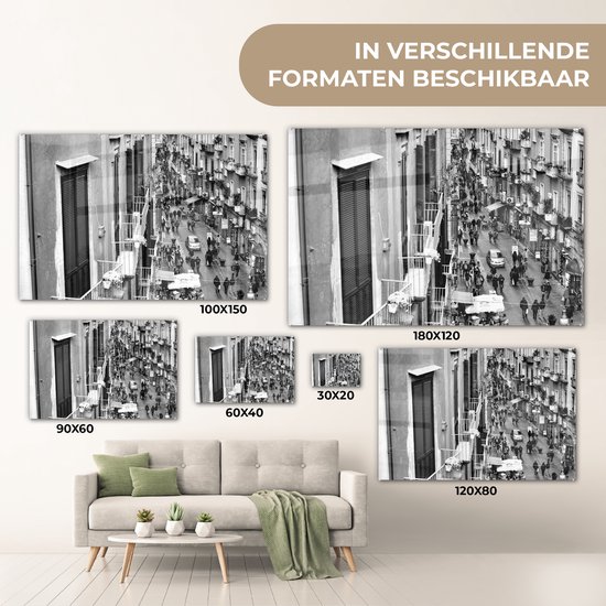 MuchoWow® Peinture sur Verre - Naples d'en haut - noir et blanc - 60x40 cm - Peintures sur Verre Acrylique - Photo sur Glas