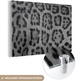 MuchoWow® Peinture sur Verre - Fourrure de Léopard - Noir Blanc - 180x120 cm - Peintures sur Verre Acrylique - Photo sur Glas