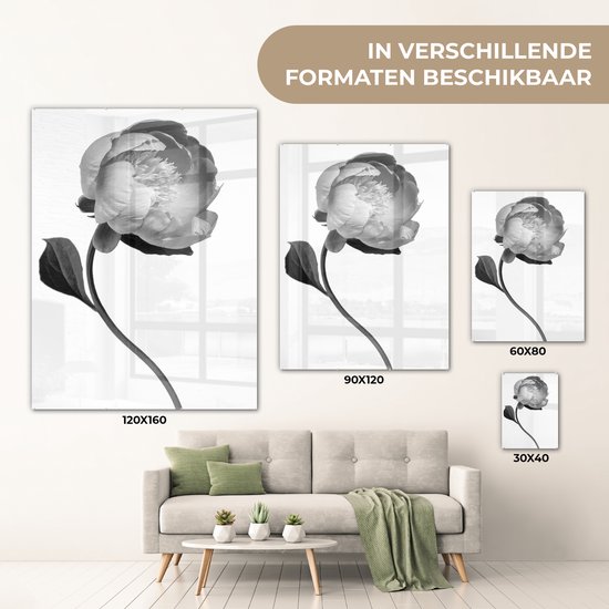 Peinture sur verre - Pivoine - noir et blanc - 90x120 cm - Peintures sur Verre Peintures - Photo sur Glas