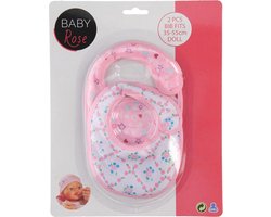 foto van Johntoy Slabbetjes Baby Rose Roze 2 Stuks - Slabbetje voor Baby Pop