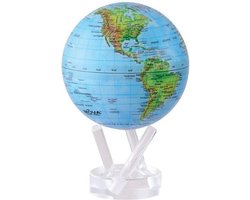 Mova wereldbol op zonne energie Ø 11,5 cm - Blauw met hoogtekaart hoogglans (BGE)