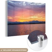 MuchoWow® Glasschilderij 30x20 cm - Schilderij acrylglas - Lucht - Wolken - Oranje - Foto op glas - Schilderijen