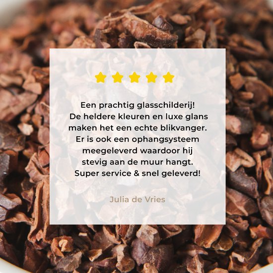 MuchoWow® Peinture sur verre 150x100 cm - Peinture sur verre acrylique - Fèves de cacao moulues dans une tasse en céramique sur une table en marbre - Photo sur verre - Peintures