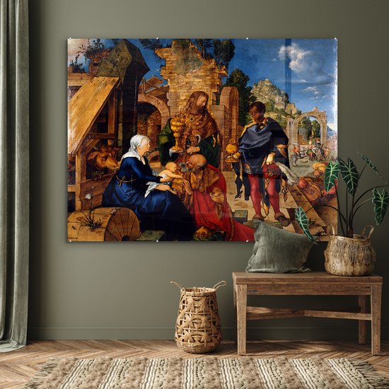 MuchoWow® Peinture sur verre 160x120 cm - Peinture sur verre acrylique - Adoration des Mages - peinture d' Albrecht Dürer - Photo sur verre - Peintures