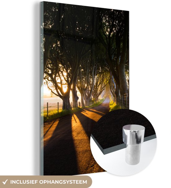 MuchoWow® Glasschilderij 20x30 cm - Schilderij acrylglas - Beukenbomen vormen de Dark Hedges - Foto op glas - Schilderijen